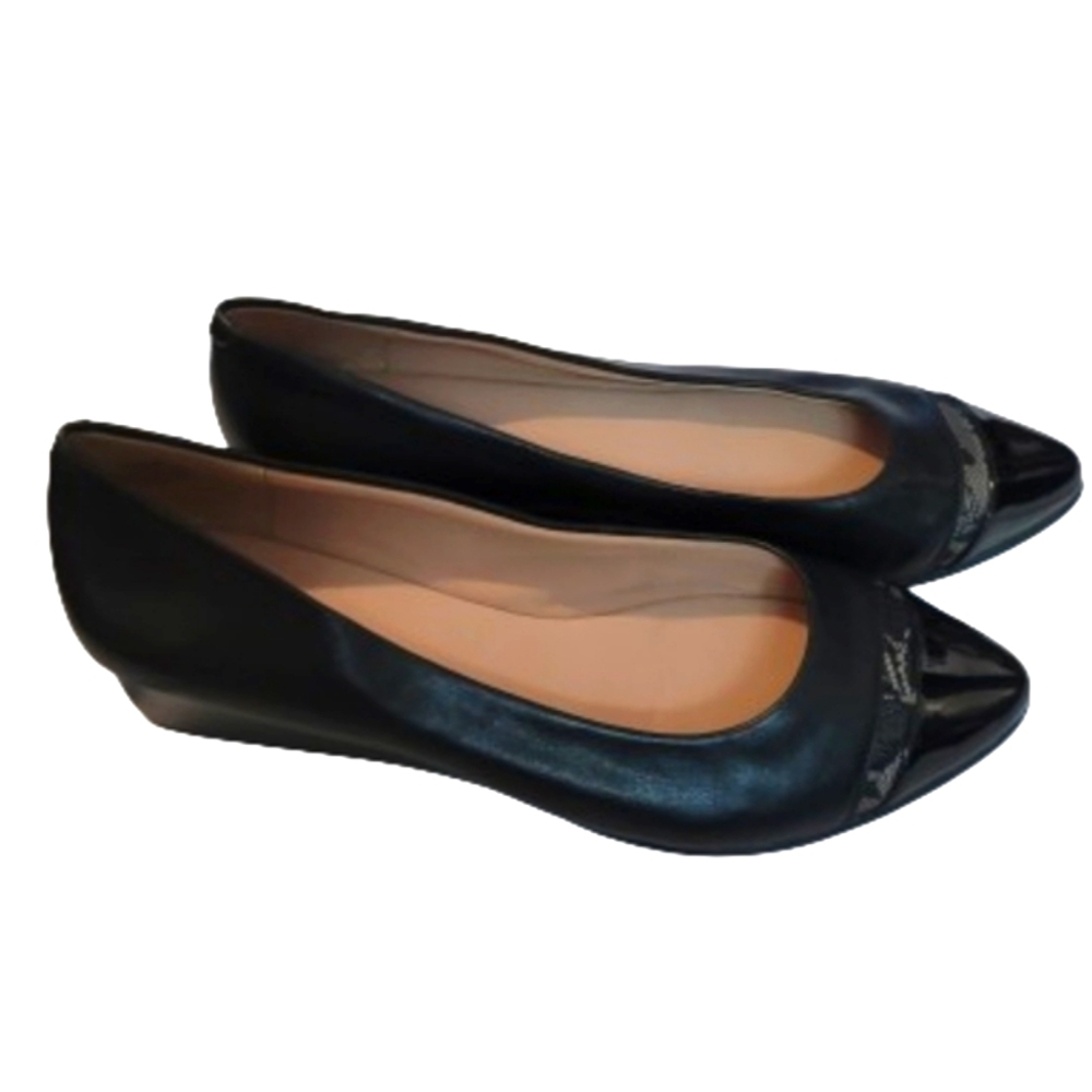 EASY SPIRIT shoes Leather e360 small wedge lace leather black comfort shoe 8